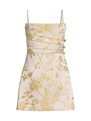 Mari Gathered Floral A-Line Minidress