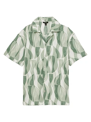 Taro Textured Printed Cuban Shirt