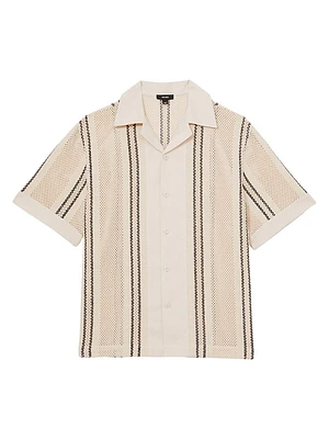 Opal Stripe Crochet Cuban Shirt