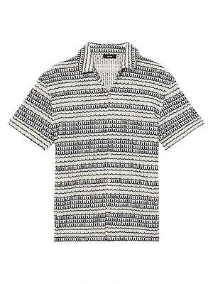 Chez Embroidered Crochet Cuban Shirt