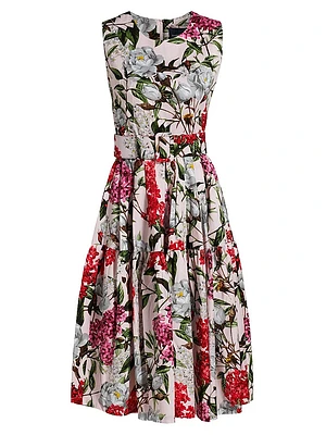 Rose Stretch Cotton Midi-Dress