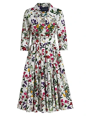 Laurent Printed Cotton Voile Shirtdress