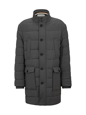 Regular Fit Padded Coat a Stretch Wool Blend