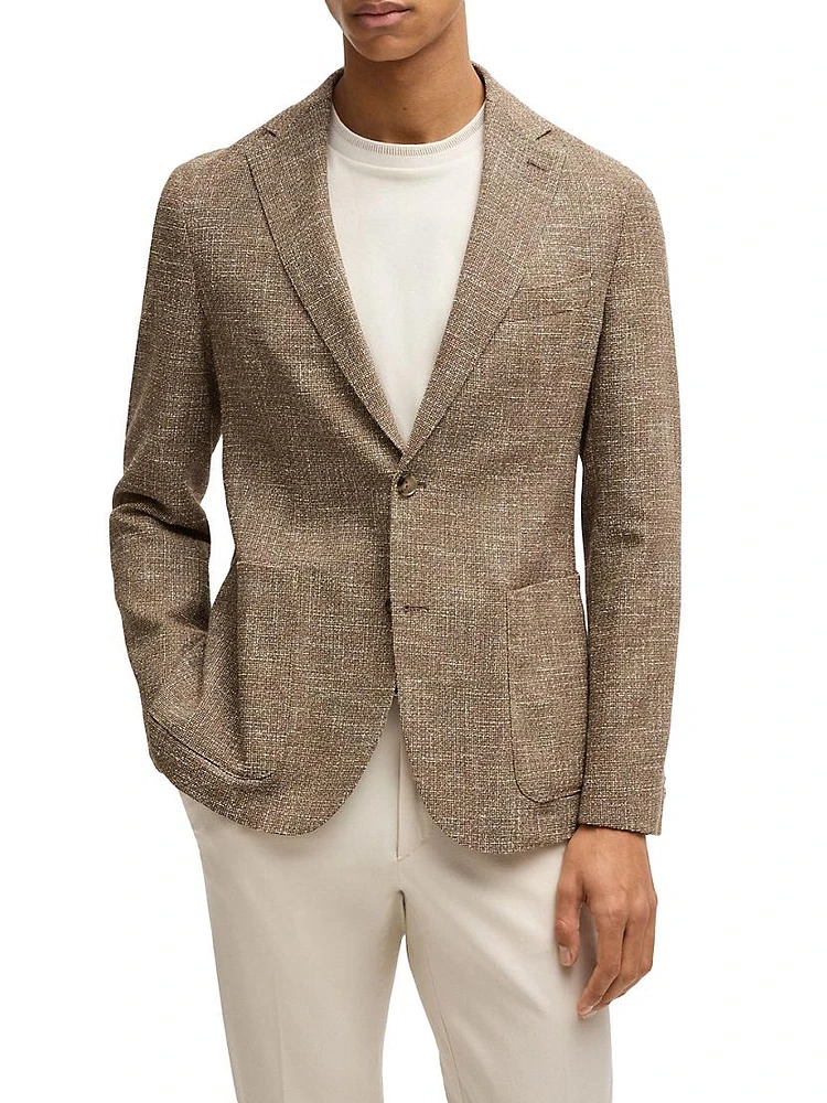 Slim-Fit Blazer Micro-Patterned Stretch Tweed