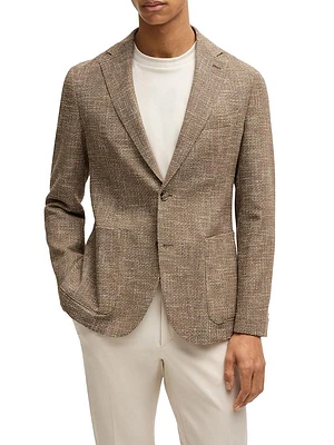 Slim-Fit Blazer Micro-Patterned Stretch Tweed