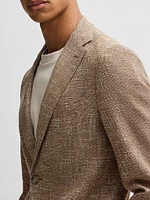 Slim-Fit Blazer Micro-Patterned Stretch Tweed