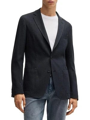 Slim-Fit Blazer Herringbone Cotton