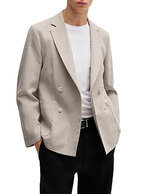 Slim-Fit Blazer Patterned Wool