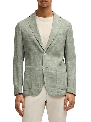 Slim-Fit Blazer Micro-Patterned Fabric