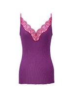 Lace Tank Top Ribbed Silk Jersey