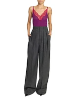 Lace Tank Top Ribbed Silk Jersey