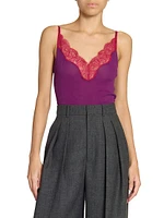 Lace Tank Top Ribbed Silk Jersey