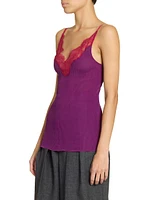 Lace Tank Top Ribbed Silk Jersey