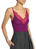 Lace Tank Top Ribbed Silk Jersey