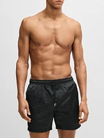 Swim Shorts with All-Over Tonal Monograms