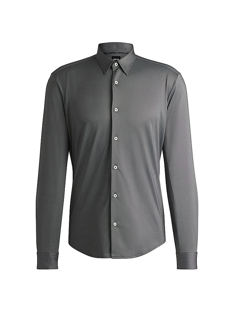 Slim-Fit Shirt Performance-Stretch Structured Fabric