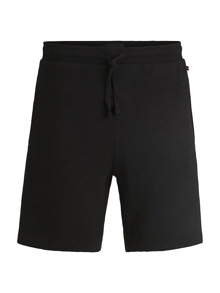 Stretch-Jersey Pajama Shorts with Embroidered Logo