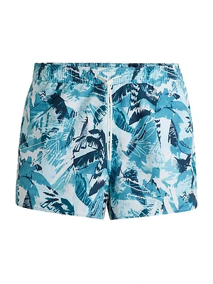 Printed Swim Shorts with Logo Detail