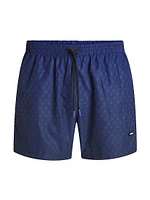 Printed Swim Shorts with Logo Detail