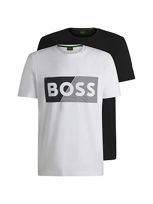 Two-Pack of Stretch-Cotton T-Shirts with Logo Artwork