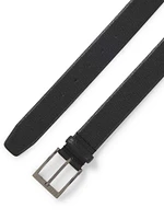 Italian-Leather Belt with Branded Buckle