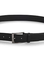 Italian-Leather Belt with Branded Buckle