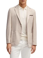 Regular-Fit Patterned Blazer with Linen and Cotton