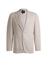 Regular-Fit Patterned Blazer with Linen and Cotton