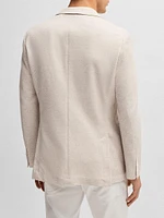 Regular-Fit Patterned Blazer with Linen and Cotton