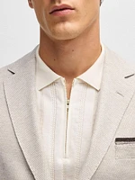 Regular-Fit Patterned Blazer with Linen and Cotton