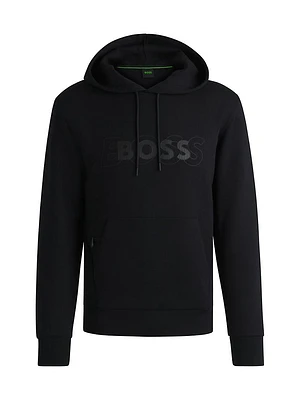 Stretch-Cotton Hoodie with Layered Logo