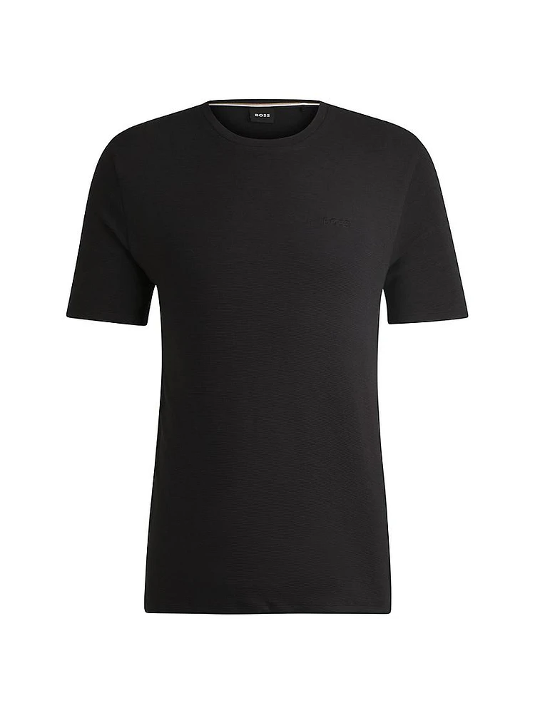 Stretch-Jersey Pajama T-Shirt with Embroidered Logo