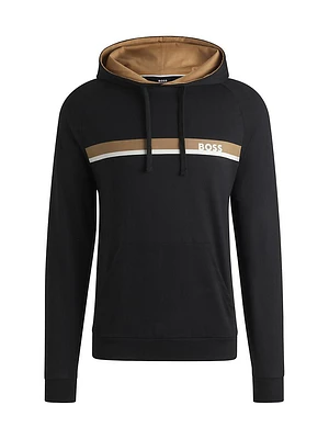 Cotton-Terry Hoodie with Stripe Print