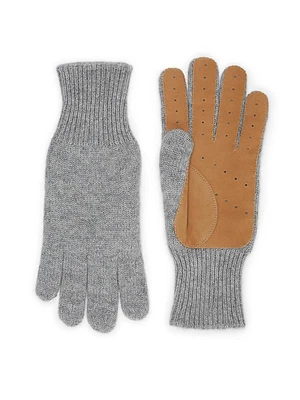 Cashmere Knit Gloves with Suede Palm