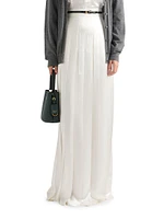 Long Pleated Satin Skirt
