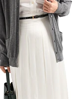 Long Pleated Satin Skirt