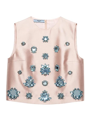 Embroidered Silk and Wool Top