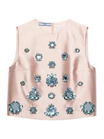 Embroidered Silk and Wool Top