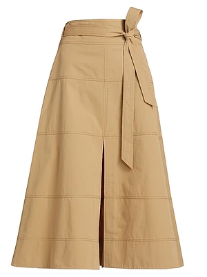 Hudson Slit Cotton Midi-Skirt