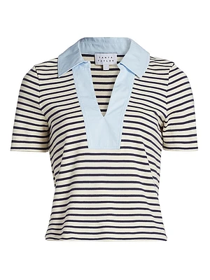 Melanie Striped Stretch Cotton Top