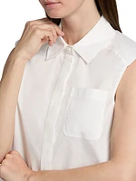 Winslow Cropped Sleeveless Button-Front Shirt