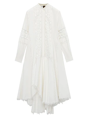 LOEWE x Paula's Ibiza Lace Long-Sleeve Shirtdress