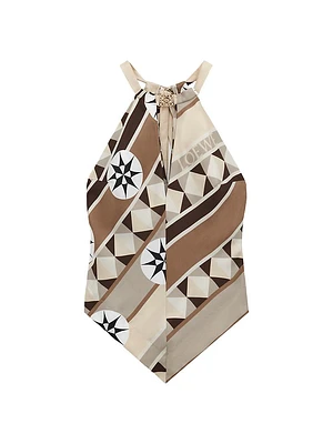LOEWE x Paula's Ibiza Printed Halterneck Silk Top