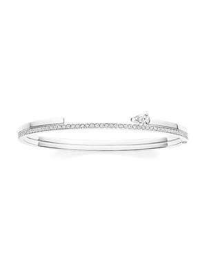 Serti Sur Vide 18K White Gold & 0.90 TCW Diamond Double-Row Bangle