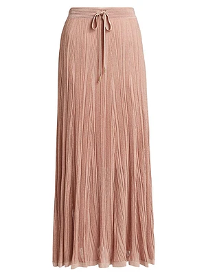 Lucky Pleated Metallic Maxi Skirt