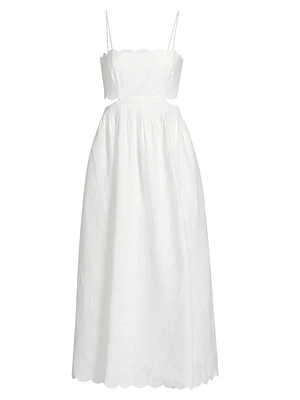 Rhiannon Scallop Linen Voile Midi-Dress