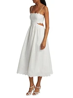 Rhiannon Scallop Linen Voile Midi-Dress