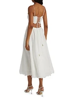 Rhiannon Scallop Linen Voile Midi-Dress