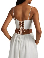 Rhiannon Scallop Linen Voile Midi-Dress