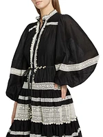 Rhiannon Lace Billow Striped Cotton Maxi Dress